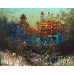 A. Q. Arif, 22 x 28 Inch, Oil on Canvas, Cityscape Painting, AC-AQ-424